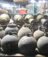 medieval round jugs with ornaments