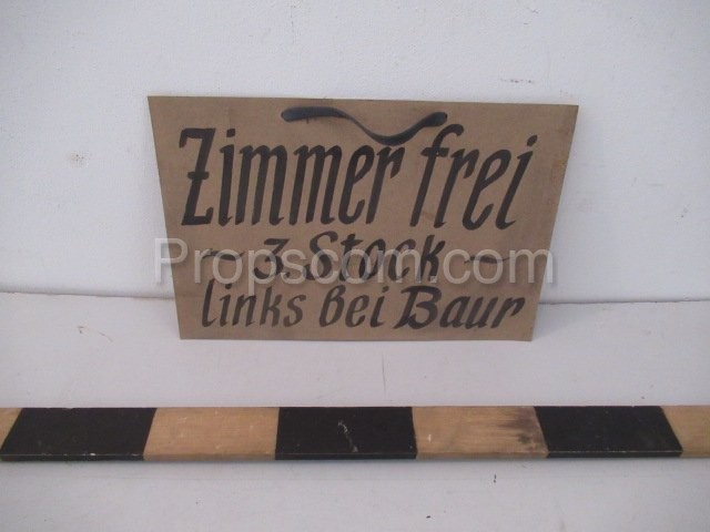 Deutsches Schild Zimmer frei