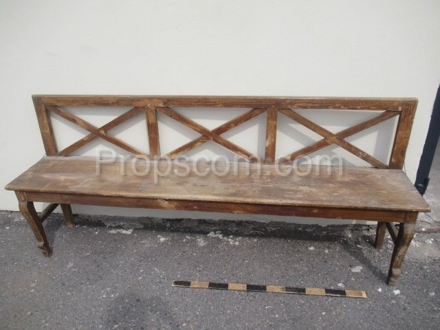 Long wooden bench