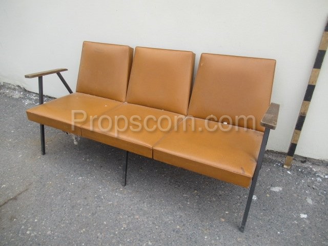 Three-seater brown leatherette