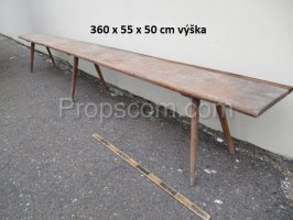 Long wooden bench