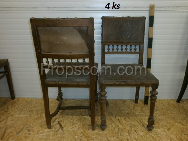 Wood carved leather chair