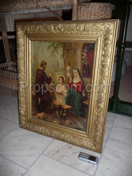 Das Bild der Heiligen in einem goldenen Rahmen