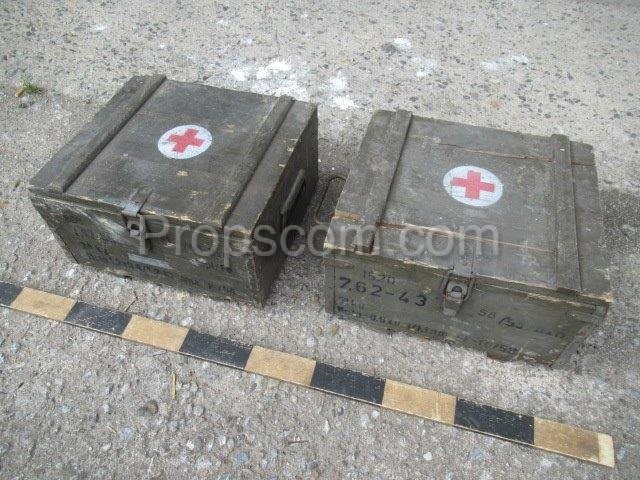 Wooden military box Red Cross