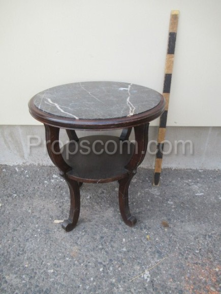 Stůl dřevěný kulatý s mramorovou deskou