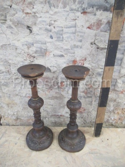 Pair of wooden candlesticks