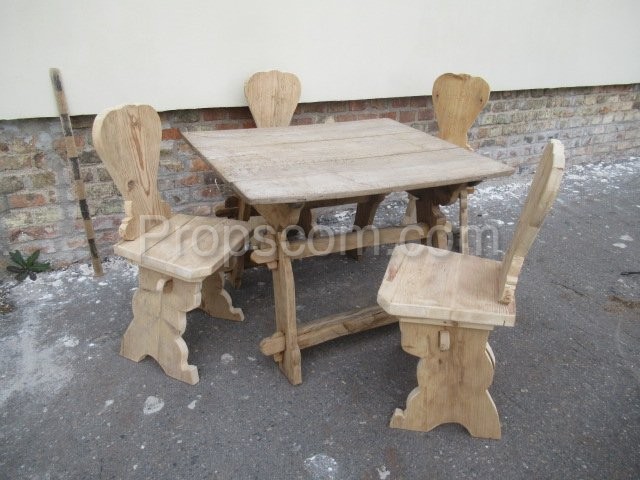 Medieval table with chairs duplicity