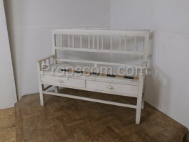 Wooden white lacquered bench with drawers
