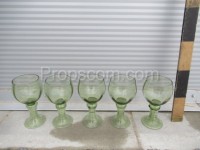 Carafe with glasses, green glass