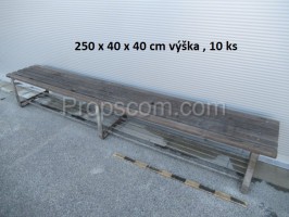 Long wood bench