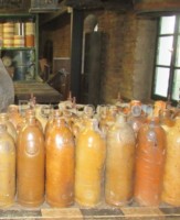 Medieval narrow ceramic bottles