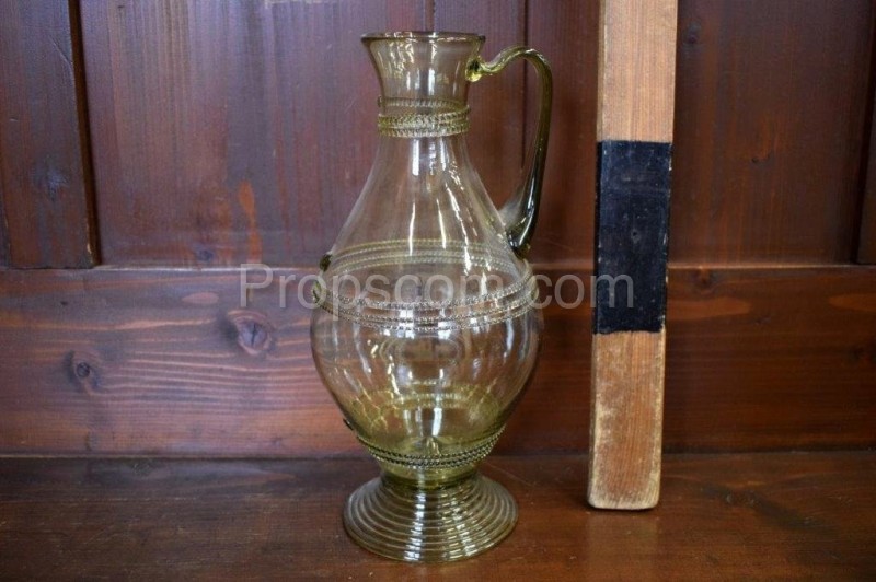 Carafe with glasses, green glass