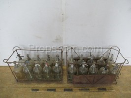 Metal crates with siphon bottles
