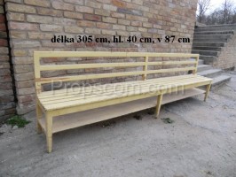 Wooden long white bench