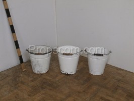 Buckets of white enamel