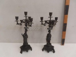Paired three-armed candlesticks