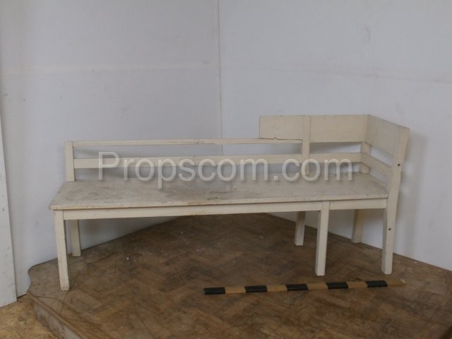 Wooden white bench with corner support
