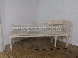 Wooden white bench with corner support