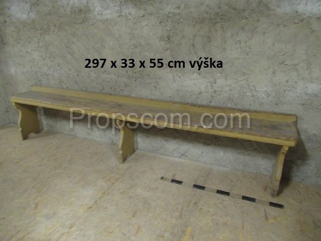 Wooden long green bench