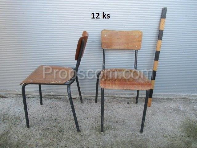 Chairs wood metal bright