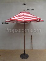 Red and white parasols