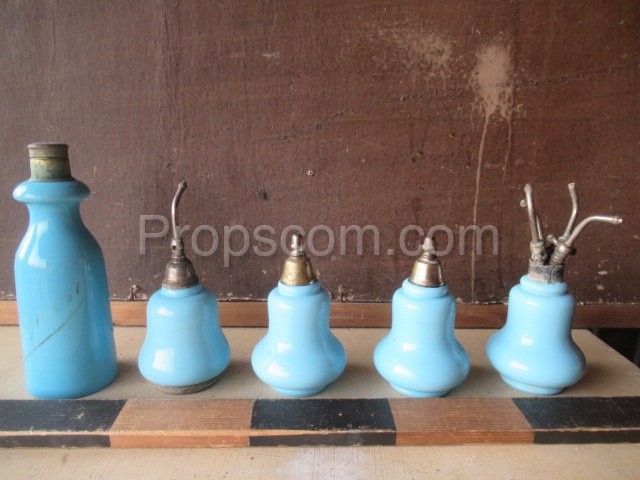 Set of blue bottles