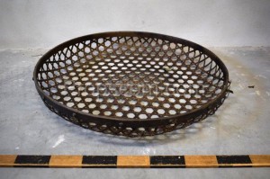 Wicker basket with metal trim