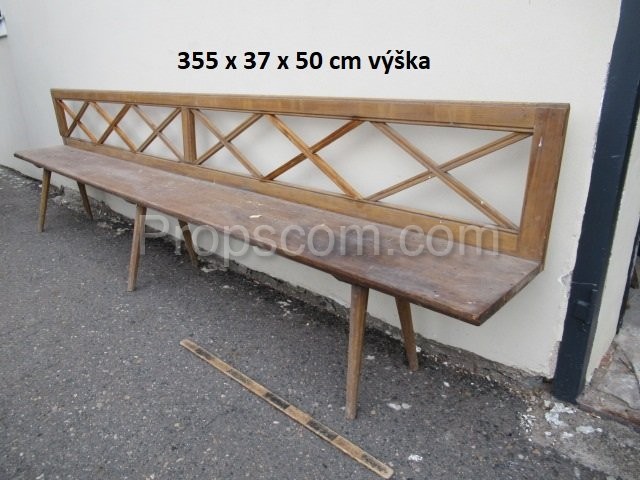 Long wooden bench