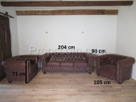 Leather sofa with representative armchairs
