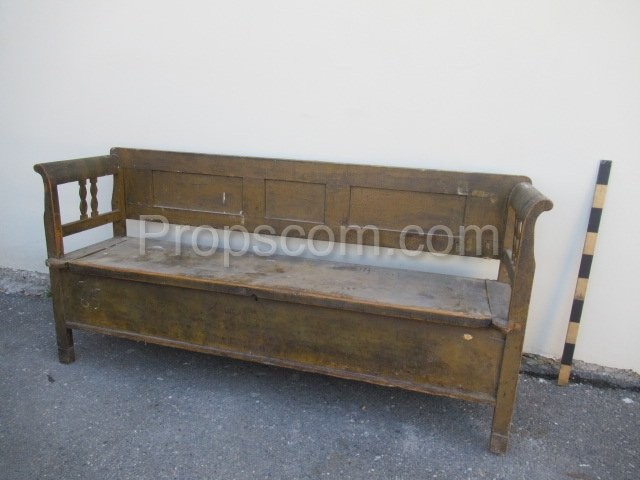 Wooden brown carved bench