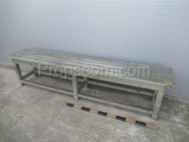 Long wood bench