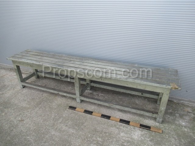 Long wood bench