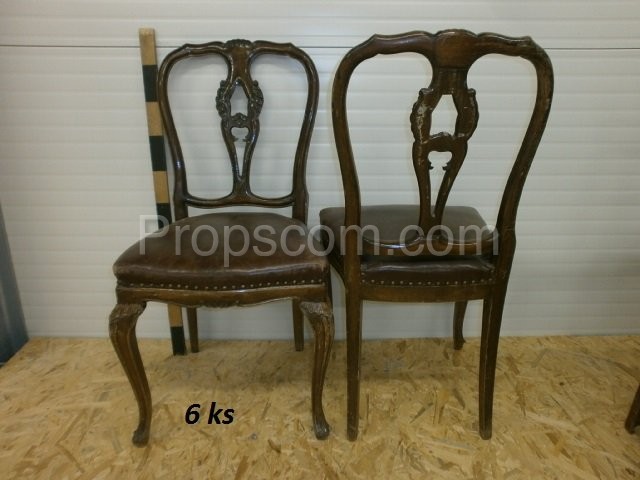 Wood carved leather chair