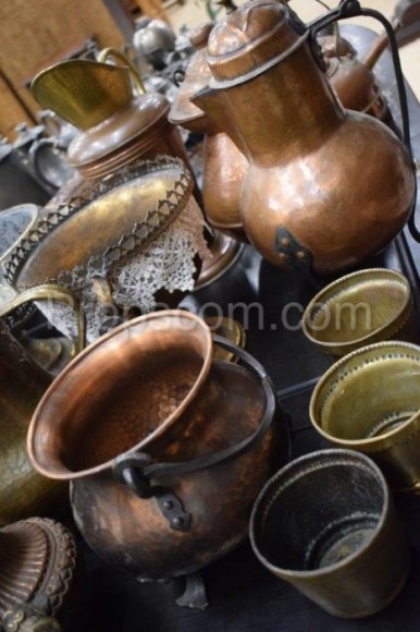 Kochgeschirr aus Kupfer, Messing und Zinn