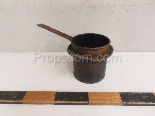 Copper and brass saucepan