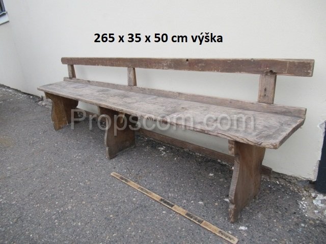 Long wooden bench