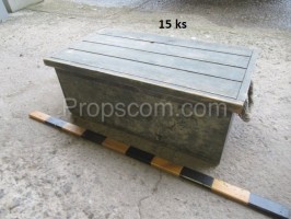 Wooden military box with lid and rope handles