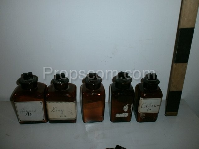 Bottles with ground glass square dark glass