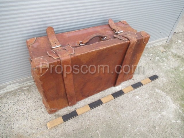 Leather travel suitcase