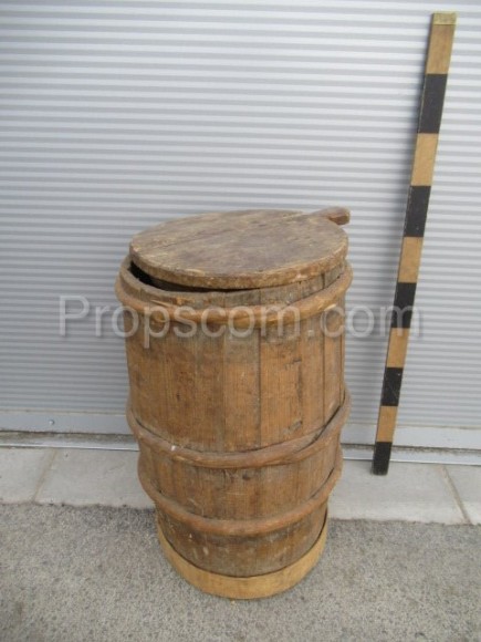 Barrel with wooden hoops