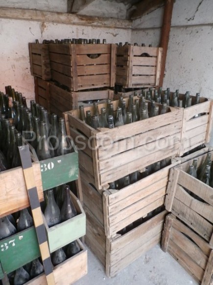 Old bottles in a crate