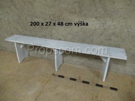 Wooden long white bench