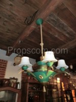 Chandelier wood metal glass green