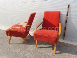 Armchairs upholstered red
