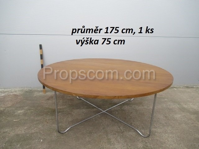 Round wood metal table with chairs