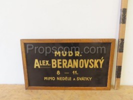 Advertising board: MUDr. Adam Beranovský