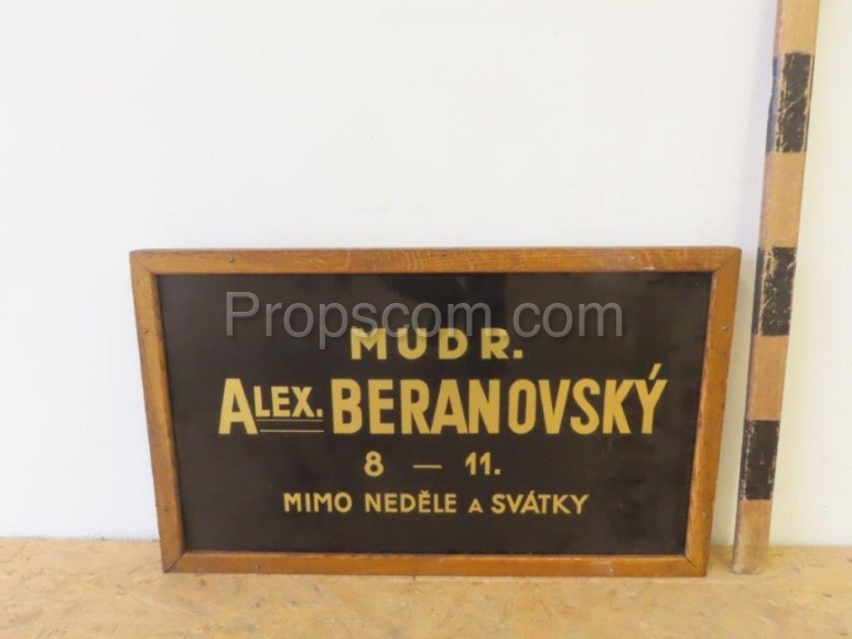 Advertising board: MUDr. Adam Beranovský