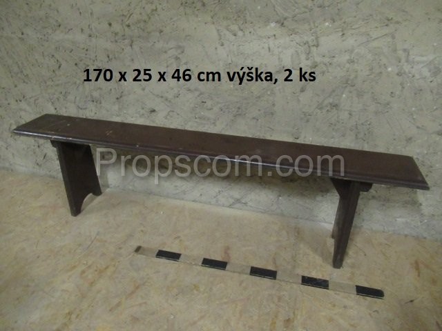 Wooden brown lacquered bench