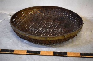 Wicker basket with metal trim