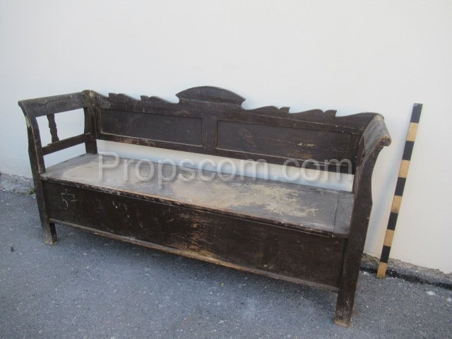 Wooden brown carved bench